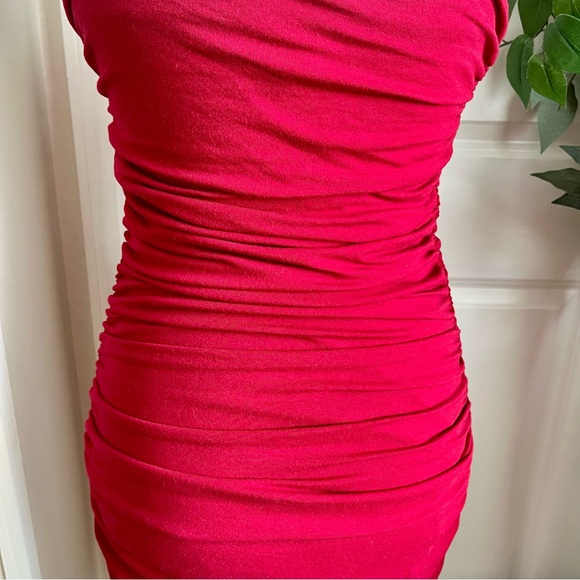 Express Y2K Strapless Bodycon Ruched Mini Dress Red Sz S - Picture 12 of 16